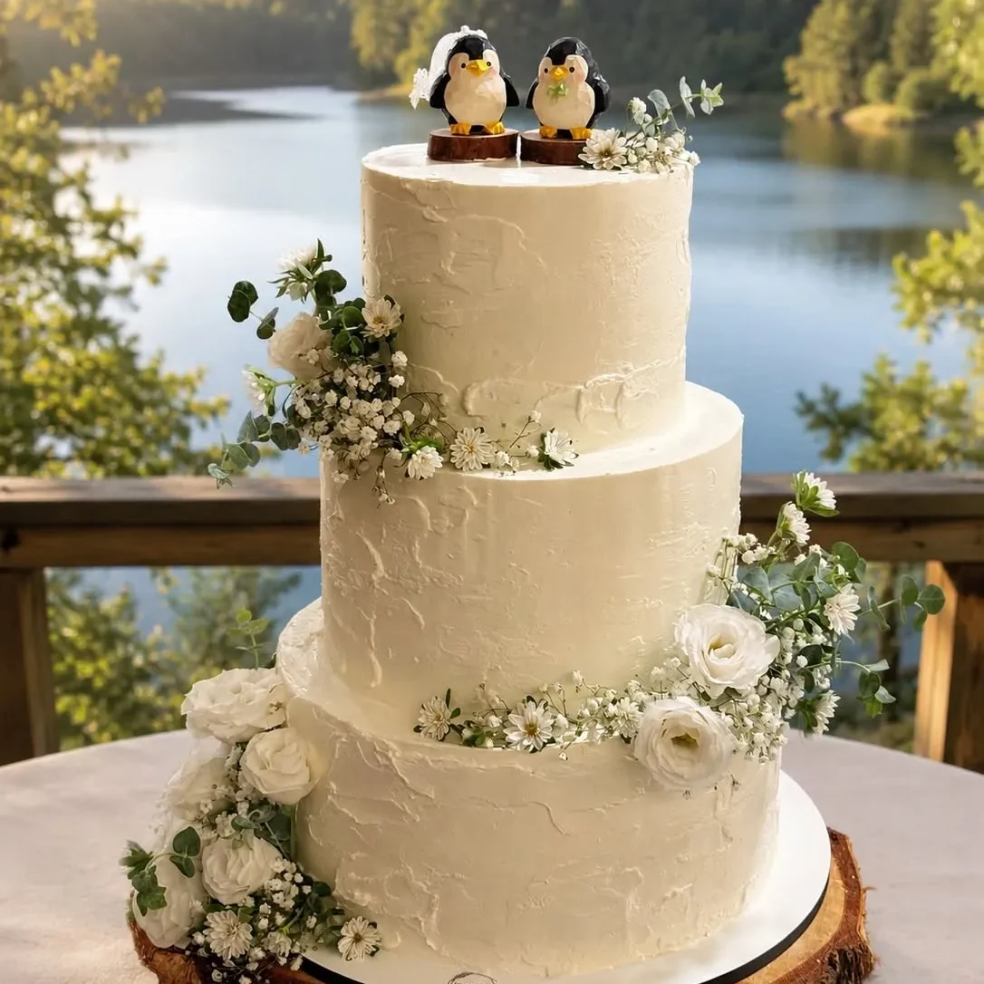 bolo_casamento_pinguins_lago