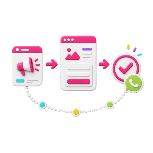Imagem ilustrativa de gestão de campanhas de marketing digital, incluindo anúncios, otimização de conteúdo e comunicação via WhatsApp, destacando a importância de uma abordagem integrada para crescime.