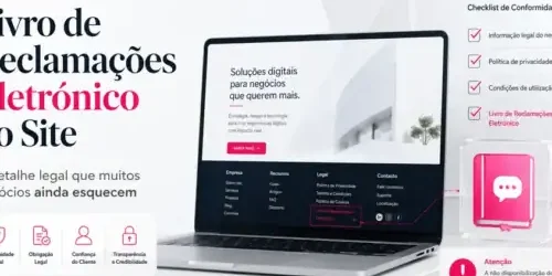 O que é uma reclamação eletrônica no site: guia visual de um laptop exibindo um checklist de conformidade digital.